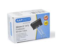 Rapesco FBC320B1 Molle Fermacarte 32 mm, Nero, Confezione da 10