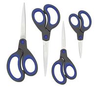 Rapesco - Set di 4 forbici con impugnatura morbida, colore: Nero/Blu - NUOVO