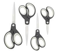 Rapesco - Set di 4 forbici con impugnatura morbida, colore: Nero/Grigio chiaro -