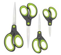 Rapesco - Set di 4 forbici con impugnatura morbida, colore: Nero/Verde - NUOVO