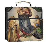 Raphael - Raccoglitore a 3 anelli con motivo Madonna Sistina, 3,8 cm, con cerniera, organizer per la scuola, con tracolla e custodia