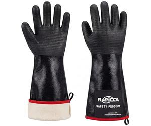 RAPICCA Guanti da barbecue resistenti al calore, resistenti al calore, alla griglia, alla griglia e al forno, rivestimento in neoprene resistente all'olio, resistente al fuoco Taglia XL 35.6cm