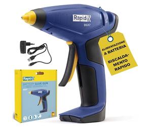 Rapid BGX7 Pistola Per Colla a Caldo Cordless 7 mm, Riscaldamento Rapido In 20 Secondi, Ricarica con USB, Autonomia Fino a 30 Minuti, Ideale per Lavoretti, Riparazioni Fai-Da-Te e Progetti per la Casa