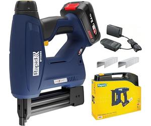 Rapid BTX553 18V Pistola Graffatrice, Compatibile con Graffette a Filo Sottile n.53 e Chiodini n. 8, per Tappezzeria e Bricolage Include 300 Chiodini, Batteria, Caricabatteria e Valigetta 5001506