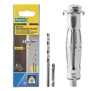 Rapid Confezione da 10 Tasselli ad Espansione in Metallo per Pareti Cave in Cartongesso e Truciolari dallo Spessore di 6 -21 mm, Supportano fino ad un Carico di 50 Kg