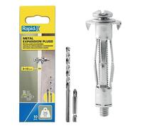 Rapid Confezione da 10 Tasselli ad Espansione in Metallo per Pareti Cave in Cartongesso e Truciolari dallo Spessore di 3-13 mm, Supportano fino ad un Carico di 25 Kg