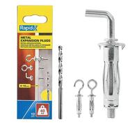 Rapid Confezione da 12 Tasselli ad espansione in Metallo di cui 4 con gancio a L , 4 con gancio a C e 4 con gancio ad anello per Pareti Cave in Cartongesso, Supportano fino a 40 Kg di Carico