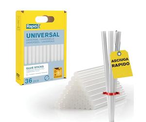 Rapid Confezione da 36 Stick di Colla per la Decorazione, Diametro 7 mm x 90 mm, Colore Trasparente, con Alti Livelli di Resina, Senza Solventi, Incollaggio Rapido