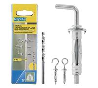 Rapid Confezione da12Tasselli ad espansione in Metallo di cui4con gancio a L,4con gancio a Ce 4con gancio ad anello per Pareti Cave in Cartongesso con Spessore di3-13mm,Supportano fino a25Kg di Carico
