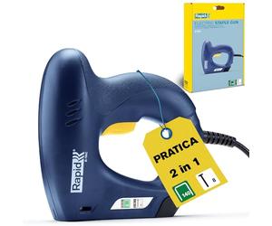 Rapid E-Tac Fissatrice e Chiodatrice Elettrica per Legno, Tappezzeria e Fai da Te, Design Leggero ed Ergonomico con Sensore di Sicurezza, per Punti da 6-14mm e Chiodi da 15mm (5001697)
