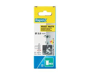 Rapid Scatola da 20 Inserti Filettati in Acciaio M3, Diametro 3mm, con Filettatura Interna per Ancoraggio Unilaterale su Lamiere Sottili (5000670)