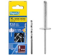Rapid Rivetti ciechi XL Alluminio Ø4,8 x 12 mm Testa larga Ampia superficie di tenuta 50 pezzi