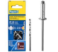 Rapid Scatola da 50 Rivetti in Alluminio da Ø4.8 x 20 mm, Adatti a Fissare Parafanghi, Coperture in Metallo e Plastica, Segnaletica e Lamiere, Include una Punta per il Trapano (5000391)