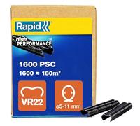 Rapid VR22 Confezione da 1600 Anelli Neri per Recinzioni e Reti 5-11 mm | Realizzati in Acciaio Zincato, per Fissaggi all'Aperto, Compatibili con le Pinze Rapid FP20 e FP222