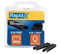 Rapid VR22 Confezione da 215 Anelli di Fissaggio in Acciaio Zincato con Rivestimento in PET Nero per Recinzioni e Reti Metalliche da 5 - 11 mm
