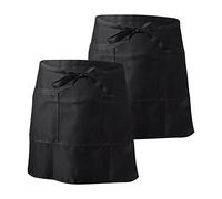 Rapidbok 2 Pezzi Grembiuli Cameriere, Grembiule Vita, Grembiule da Servizio con 2 Tasche, Grembiule da Cucina Unisex per Cucinare, Pulire, Dipingere, Giardinaggio, Bistrot, Ristorante (Nero)