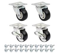 Rapidbok Rotelle per Mobili, Set di 4 Ruote per Mobili con Viti, Rotelle Pivotanti, Ruote con Freno, Ruote Piccole, per Carrelli, Mobili, Sedie da Ufficio, Bagagli, Ecc. (2 Standard+2 Freni)