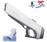 Rapidjet Pro - Electric Pulse Water Gun, Authentic Rapidjet Pro Fully Automatic Large Capacity Electric Water Gun, Automatic One-Button Refill, 7 Kinds of LED, 1000ml Tank, 10m Range (Gray)