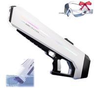 Rapidjet Pro - Electric Pulse Water Gun, Authentic Rapidjet Pro Fully Automatic Large Capacity Electric Water Gun, Automatic One-Button Refill, 7 Kinds of LED, 1000ml Tank, 10m Range (White)