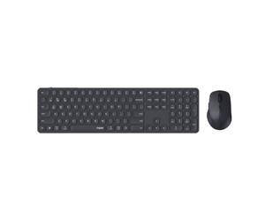 Rapoo Set di mouse Bluetooth senza fili, 9810 m, QWERTZ, senza fili, tastiera wireless Full Size con base in alluminio, Multi Devices PC, ricaricabile, grigio scuro