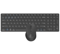 RAPOO | Tastiera e mouse wireless 9700M (tastiera QWERTY e mouse ergonomico Bluetooth, compatibile con Windows e Mac, batteria ricaricabile, clic silenzioso, connessione a più dispositivi)