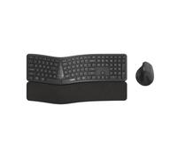 Rapoo Tastiera ergonomica con mouse senza fili 8810ME QWERTZ Tastiera ergonomica e mouse verticale Set Tastiera Wireless Bluetooth Tastiera FunktTastiera Full Size Multi Devices Grigio Scuro