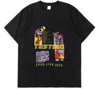 Rapper ASAP Rocky Gift Fashion Print for Friends Summer Short Sleeve Cotton Casual Loose Men T-Shirt Hip Hop High Street Style Black L