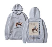 Rapper Bad Bunny Vintage Sciolto Felpe con Cappuccio Hip Hop Maniche Lunghe Top Uomo Donna Oversize Pullover Unisex Abbigliamento di Strada-Black||XXS