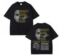 Rapper Chris Brown Breezy Bowl XX Tour Merch Magliette Cotone Moda Maniche Corte Stampato Unisex T-Shirts Streetwear per Uomini Donne XS~4XL-Black||l