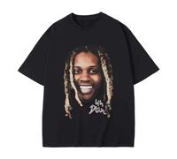 Rapper Lil Durk Head Graphic T-Shirts Black XXL