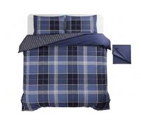 Rapport Argyle - Set copripiumino, in poliestere e cotone, per letto matrimoniale, colore: blu