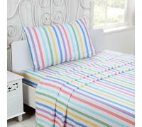 Rapport Candy Stripe 100% cotone spazzolato set lenzuolo, singolo, 190 x 92 x 30 cm, multi