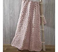 Rapport Chunky Hand Knit Throw Modern Large Soft Sofa Bed Blanket Blush Pink 120 x 150 cm, Poliestere