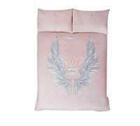 Rapport Home ANGELW-King-BLSH Rapport-Set di Biancheria da Letto con Motivo a Ali d'Angelo, con Stelle Glitterate, Cotone Poly-Jersey, Rosa