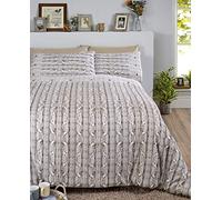 Rapport Home Arran - Set Copripiumino in Cotone Spazzolato, 100%, Naturale, Singolo