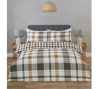 Rapport Home Braemar - Set copripiumino matrimoniale in morbida microfibra verde con 2 federe, stile classico scozzese, 200 x 200 cm