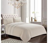 Rapport home Charlotte - Set copripiumino ricamato, elegante, morbido, beige, con delicato ricamo floreale, di lusso, facile da pulire, copripiumino e federe (king size)