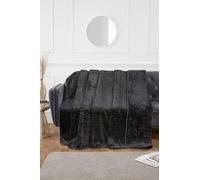 Rapport Home Coperta in visone a coste, 200 x 240 cm, colore: nero