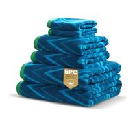 Rapport Home Helix - Set di 6 asciugamani in 100% cotone da 500 g/m², per un morbido comfort assorbente, ad asciugatura rapida e un elegante stile da bagno, colore: blu oceano