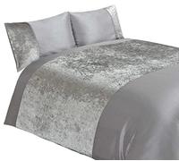 Rapport Home Lussuoso Set Copripiumino Matrimoniale in Velluto Riccio, Argento