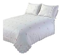 Rapport Home Set copripiumino con ricamo floreale in pizzo ricamato, poliestere-cotone, bianco, per letto matrimoniale