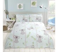 Koala 'Divertente' Set Copripiumino Singolo Blu Letto Eucalipto Alberi Ragazzi