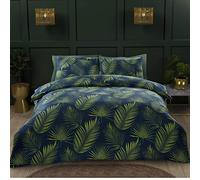 Rapport Home Set copripiumino matrimoniale - così morbido panno in microfibra di poliestere - 180 fili di palma tropicale foglie tropicali floreale reversibile set copripiumino con federe verde (3