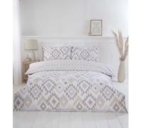Rapport Home Set copripiumino reversibile per letto matrimoniale (200 x 200 cm), con stampa ikat, morbido e facile da pulire, con effetto tessuto naturale, traspirante e leggero, stile bohémien, con