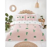 Rapport Home Set di biancheria da letto singolo in microfibra rosa pastello, reversibile, con stampa di cactus