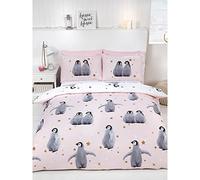 Stellato Pinguini Set Copripiumino Doppio Rosa Bambini - 2 IN 1 Design