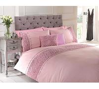 Rapport - Set Copripiumino con Rose Rialzate e Nastro, in Policotone, Cotone e Poliestere, per Letto King Size