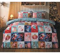 Rapport Set copripiumino reversibile in microfibra, con calendario dell'Avvento, per la casa, per letto king size, multicolore
