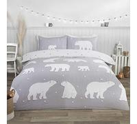 Rapport Home Set copripiumino Orso Polare – 100% cotone spazzolato, flanella, reversibile – Grigio