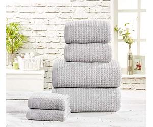 Rapport - Set di 6 asciugamani per waffle in cotone, 480 g/m², colore: grigio tempesta, 6